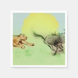 Farbiges illustriertes Set von Servietten - Chase