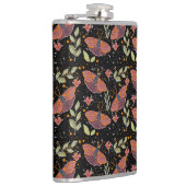 Farbiges Insekt und botanisches Nahtloses Design Flachmann (Rechts)