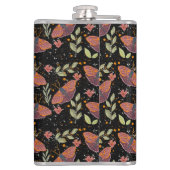 Farbiges Insekt und botanisches Nahtloses Design Flachmann (Rückseite)