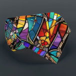 Farbiges Inspiriertes Muster Krawatte<br><div class="desc">"buntes Buntglasmuster",  "mehrfarbige Farbglaskunst",  "abstraktes Kirchenfenster",  "geometrisches mehrfarbiges Design",  "lila türkisfarben aquamarin",  "rotorange schwarz",  "funky fun vibrant Krawatte",  "christliche Kathedralfenster haltig",  "religiöse Christentumsreligion"</div>
