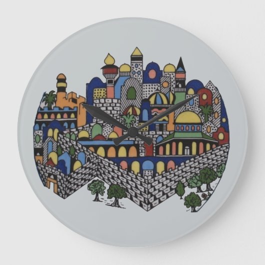 Farbiges Jerusalem Große Wanduhr (Vorderseite)