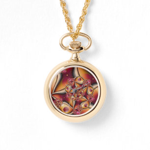 Farbiges Joy Abstrakt Red Orange Fantasy Fraktal Armbanduhr