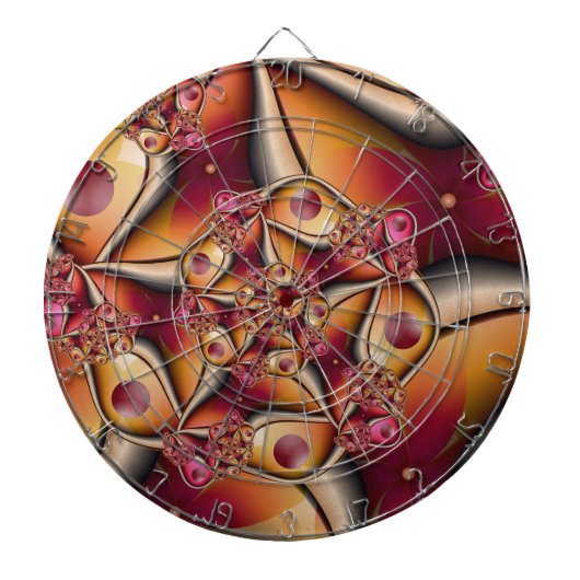 Farbiges Joy Abstrakt Red Orange Fantasy Fraktal Dartscheibe (vorne)