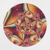 Farbiges Joy Abstrakt Red Orange Fantasy Fraktal Etiketten (Design 2)