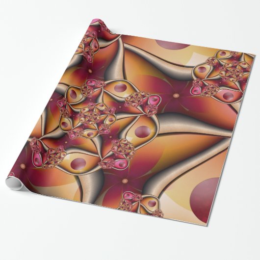Farbiges Joy Abstrakt Red Orange Fantasy Fraktal Geschenkpapier (Ungerollt)