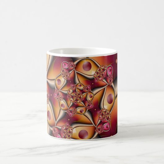 Farbiges Joy Abstrakt Red Orange Fantasy Fraktal Kaffeetasse (Mittel)