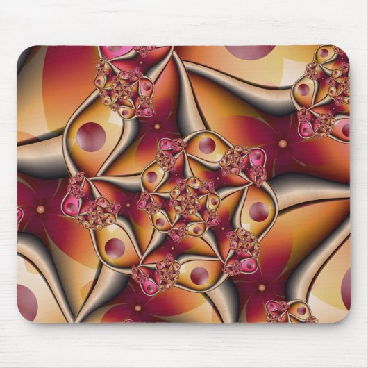 Farbiges Joy Abstrakt Red Orange Fantasy Fraktal Mousepad (Vorne)