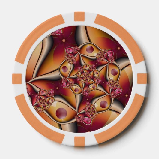 Farbiges Joy Abstrakt Red Orange Fantasy Fraktal Pokerchips (Vorderseite)