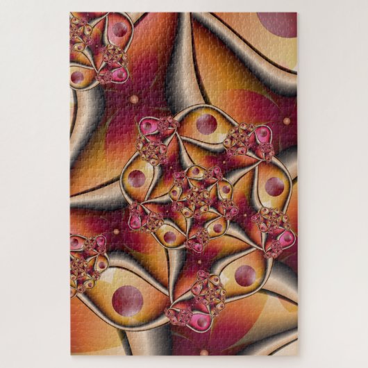 Farbiges Joy Abstrakt Red Orange Fantasy Fraktal Puzzle (Vertikal)