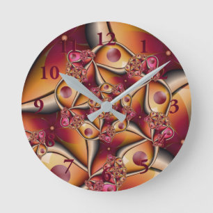 Farbiges Joy Abstrakt Red Orange Fantasy Fraktal Runde Wanduhr