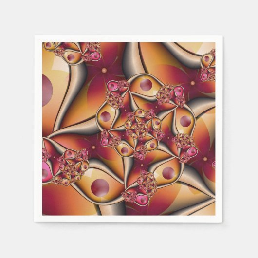 Farbiges Joy Abstrakt Red Orange Fantasy Fraktal Serviette (Vorderseite)