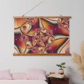 Farbiges Joy Abstrakt Red Orange Fantasy Fraktal Wandteppich Mit Holzrahmen (Schlafzimmer)