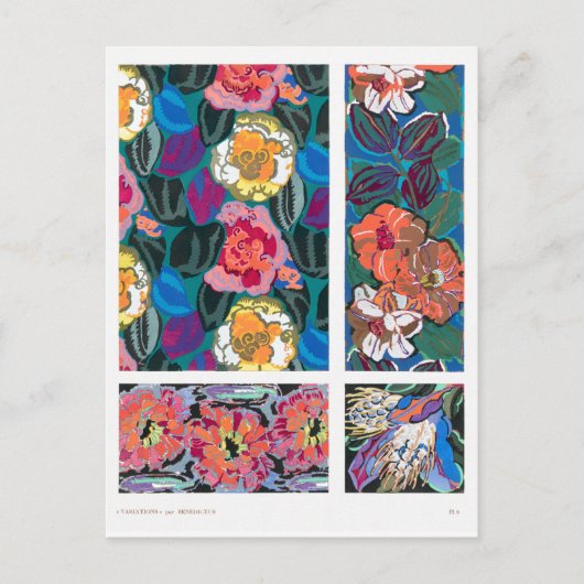 Farbiges Jugendstil-Grafikdesign, Blume Postkarte (Vorderseite)