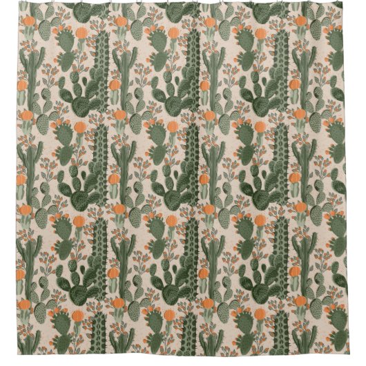 Farbiges Kaktusmuster Duschvorhang (Vorderseite)