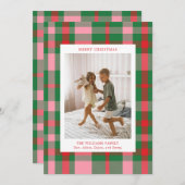 Farbiges Kariertes Foto Feiertagskarte (Vorne/Hinten)