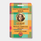 Farbiges Kariertes Foto ID Ausweis (Vorderseite)