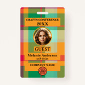 Farbiges Kariertes Foto ID Ausweis (Vorderseite)