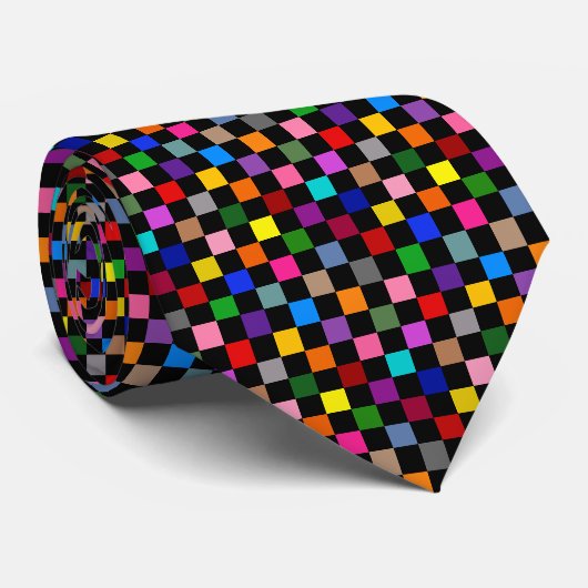 Farbiges Karomuster Design Schwarz Krawatte (Gerollt)