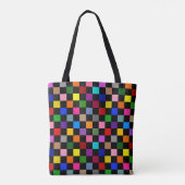 Farbiges Karomuster Design Schwarz Tasche (Rückseite)