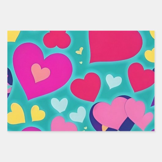 Farbiges Karton, flaches Set von 3 Geschenkpapier Set (Vorderseite 3)