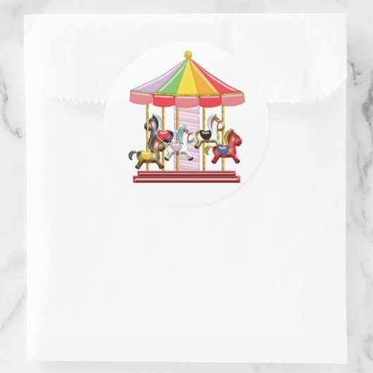 Farbiges Karussell Runder Aufkleber (Tasche)