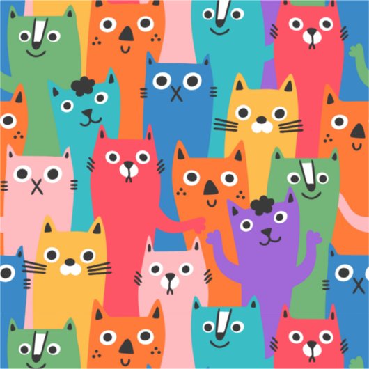 Farbiges Katzen Muster Aufkleber (Vorderseite)