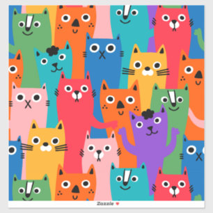 Farbiges Katzen Muster Aufkleber