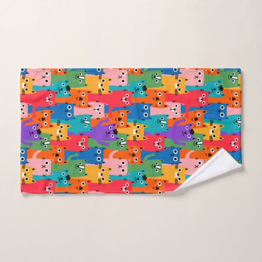 Farbiges Katzen Muster Badhandtuch Set (Handtuch)