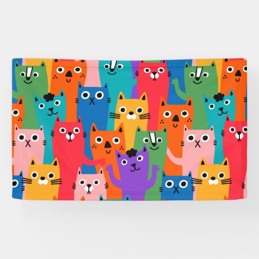 Farbiges Katzen Muster Banner (Horizontal)