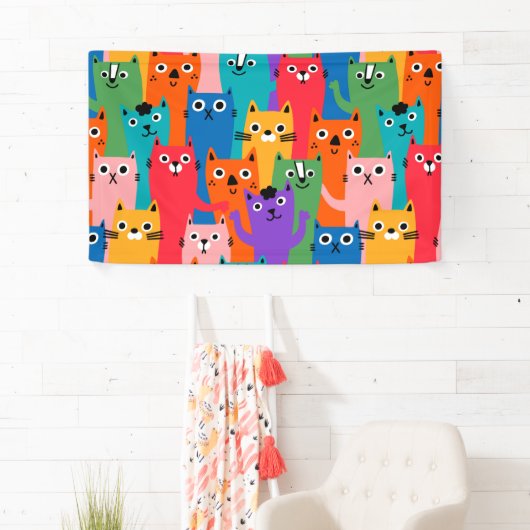 Farbiges Katzen Muster Banner (Insitu)