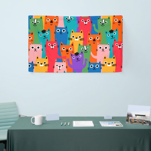 Farbiges Katzen Muster Banner (Messeveranstaltung)