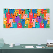 Farbiges Katzen Muster Banner (Messe)