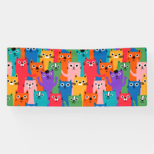 Farbiges Katzen Muster Banner