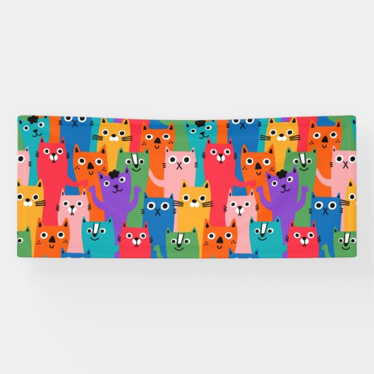 Farbiges Katzen Muster Banner (Horizontal)
