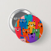 Farbiges Katzen Muster Button (Vorne & Hinten)