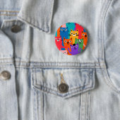Farbiges Katzen Muster Button (Beispiel)