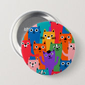 Farbiges Katzen Muster Button (Vorne & Hinten)