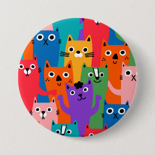 Farbiges Katzen Muster Button