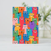 Farbiges Katzen-Muster Dankeskarte (Stehend Vorderseite)