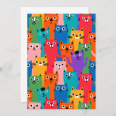 Farbiges Katzen Muster Einladung (Vorne/Hinten)