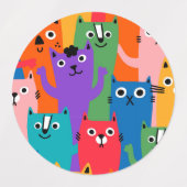 Farbiges Katzen Muster Etiketten (Design 2)