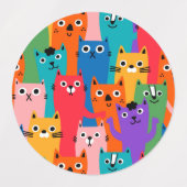 Farbiges Katzen Muster Etiketten (Design 1)