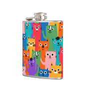 Farbiges Katzen Muster Flachmann (Links)