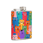 Farbiges Katzen Muster Flachmann (Rechts)