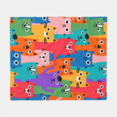 Farbiges Katzen Muster Fleecedecke (Vorderseite (Horizontal))