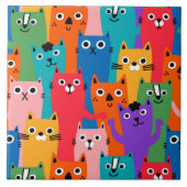 Farbiges Katzen-Muster Fliese (Vorderseite)