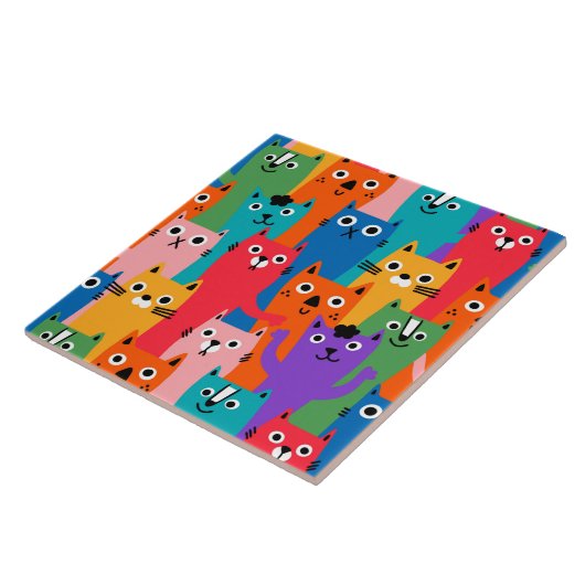 Farbiges Katzen-Muster Fliese (Seite)