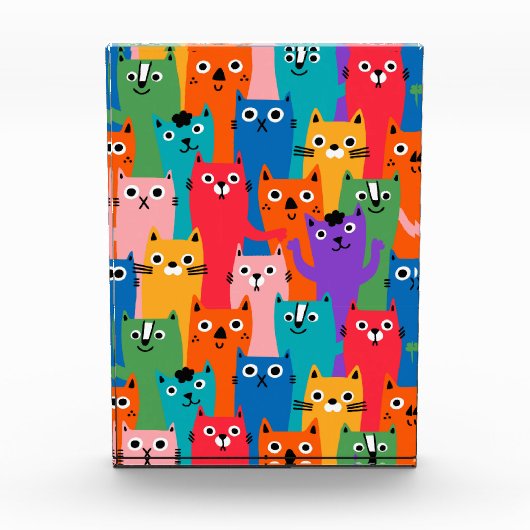 Farbiges Katzen Muster Fotoblock (Vorderseite)
