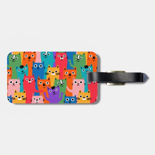 Farbiges Katzen Muster Gepäckanhänger (Rückseite horizontal)