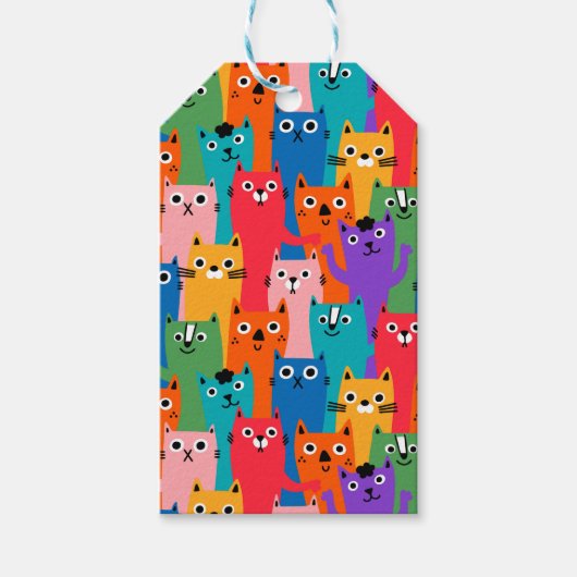 Farbiges Katzen Muster Geschenkanhänger (Vorderseite)